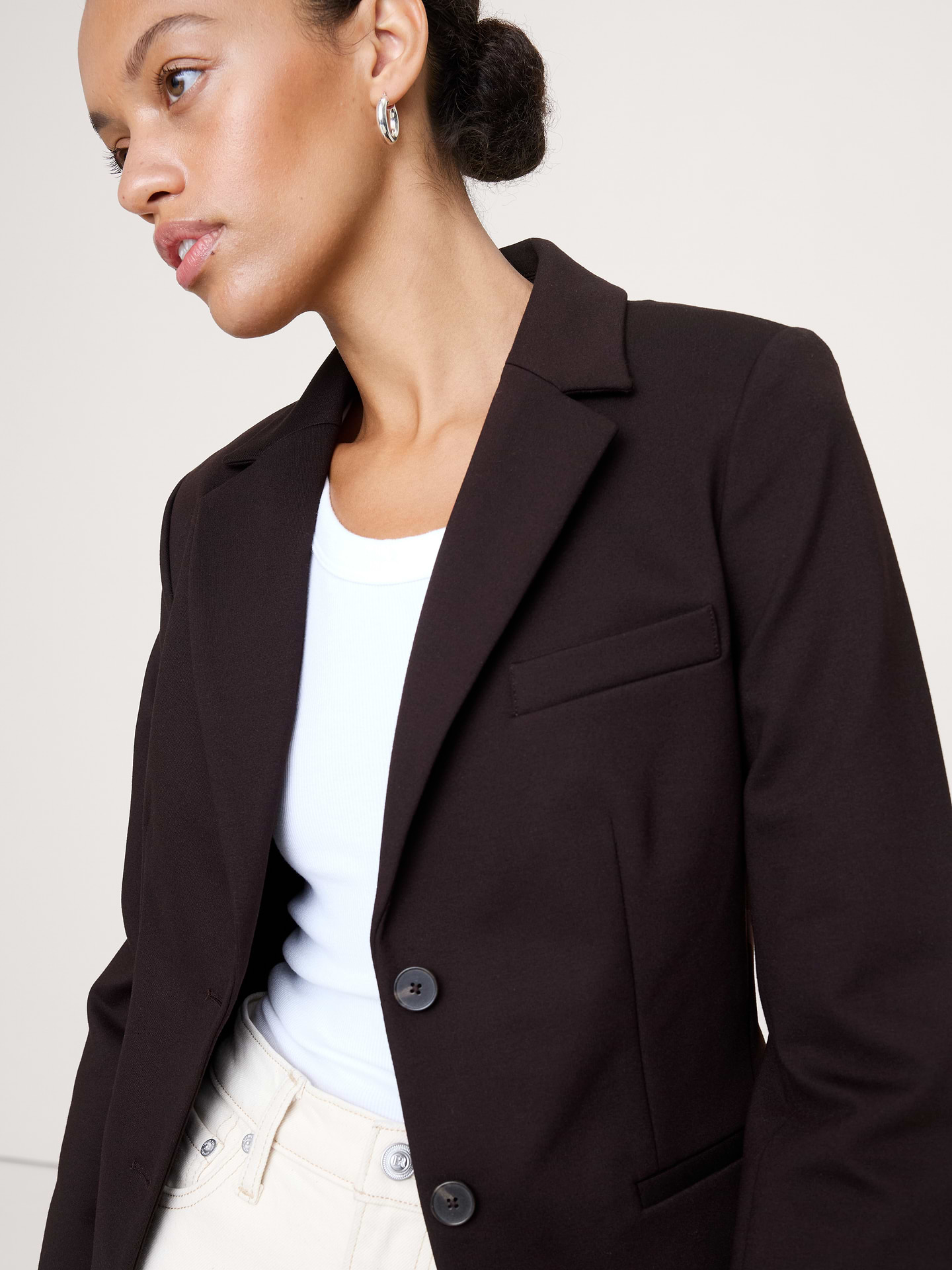 L'image numéro 4 présente Blazer tout-aller ajusté en tricot point de Rome