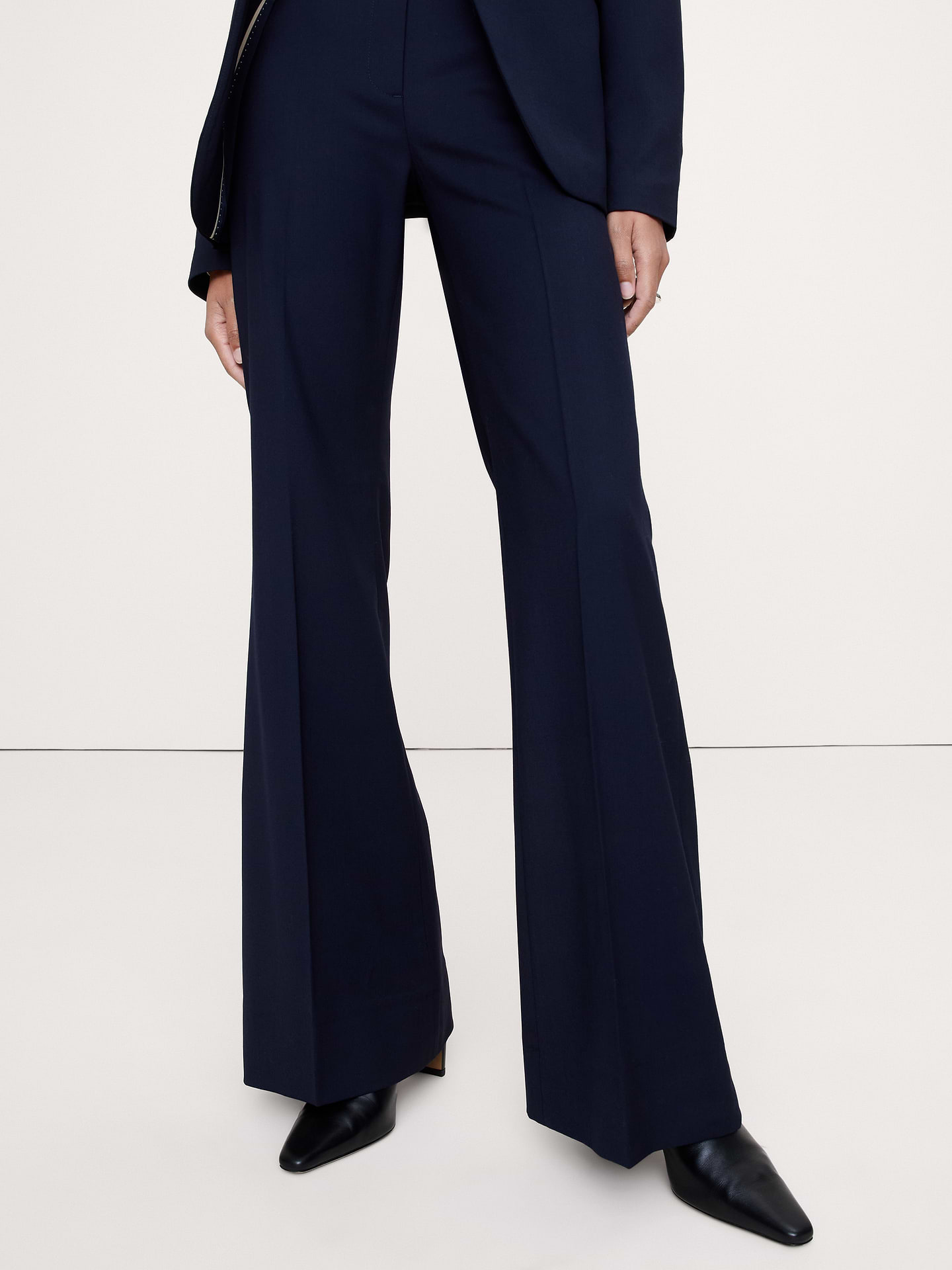 Image number 7 showing, Ultra High-Rise Flare Italian Lightweight Wool Pant