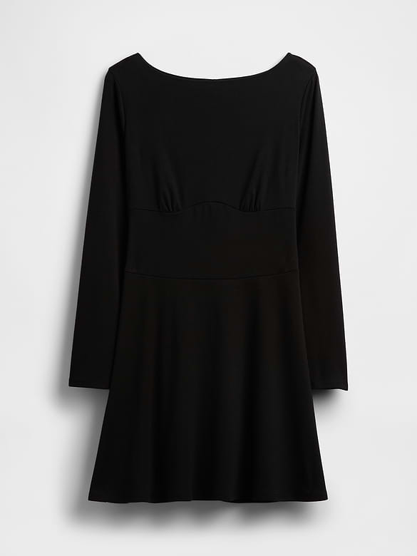 Modern Ribbed Boatneck Mini Dress