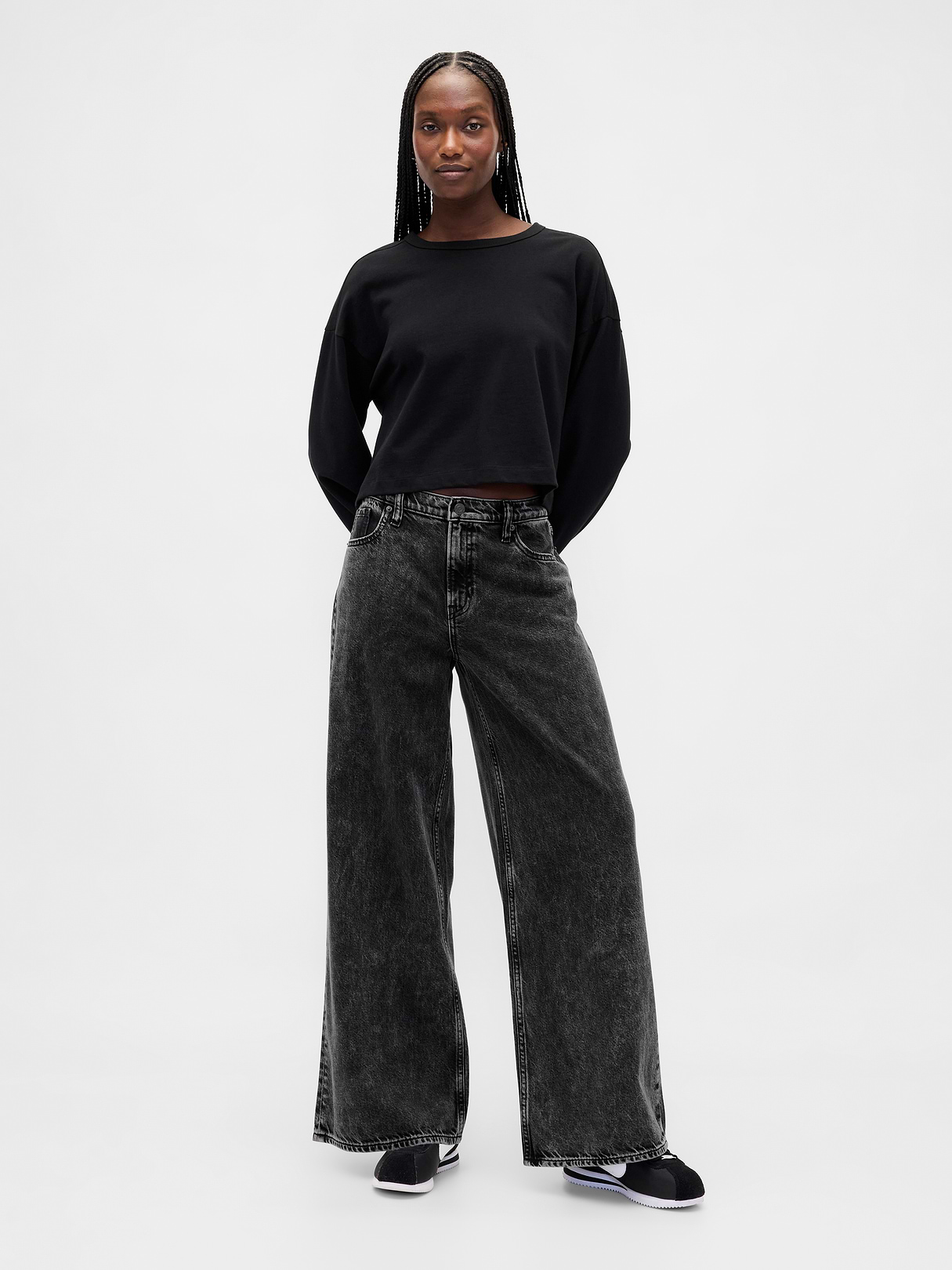 Mid Rise UltraSoft Baggy Jeans - Black hawk by Gap
