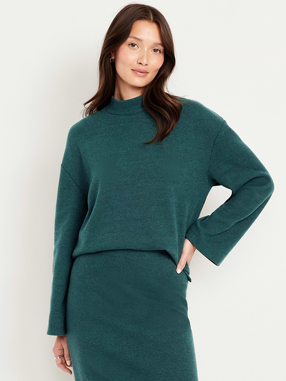 Cozy Mock-Neck Tunic Sweater