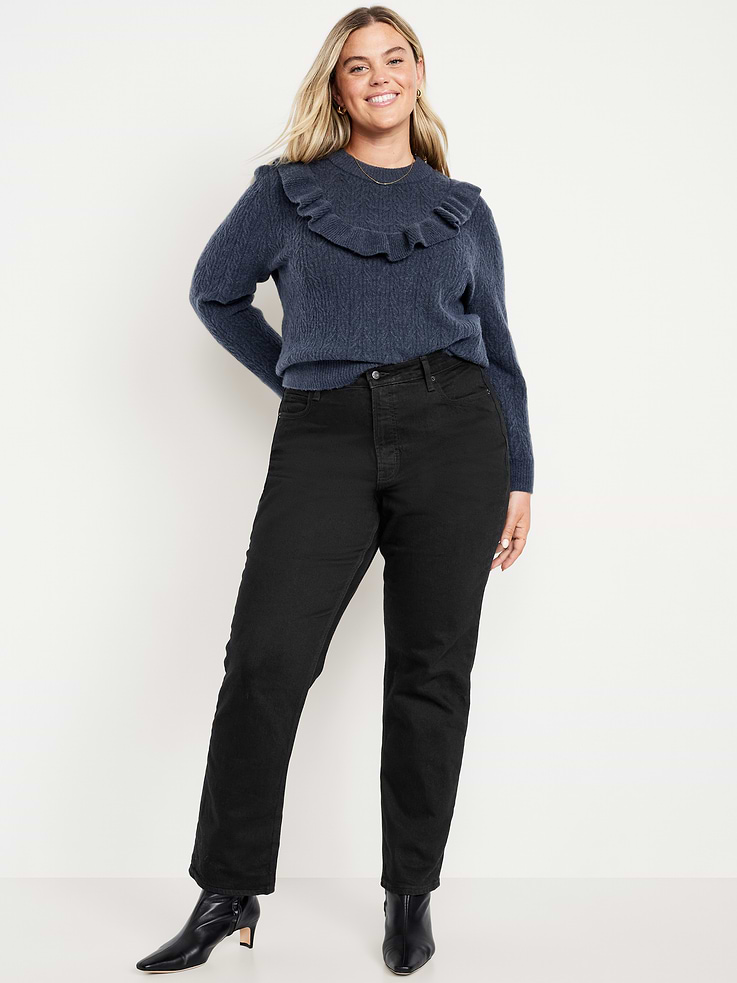 Image number 6 showing, Extra High-Waisted Straight Jeans