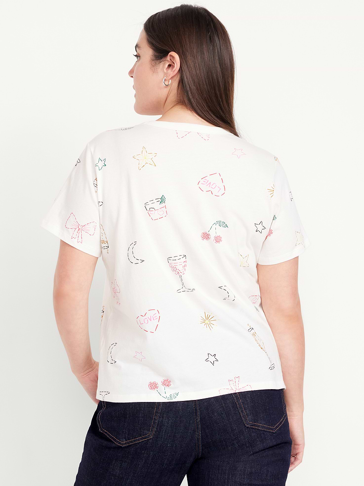 L'image numéro 6 présente T-shirt passe-partout ras du cou à motif