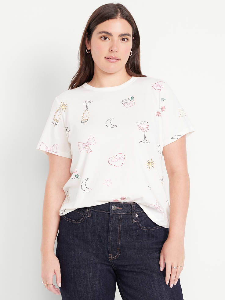 L'image numéro 5 présente T-shirt passe-partout ras du cou à motif