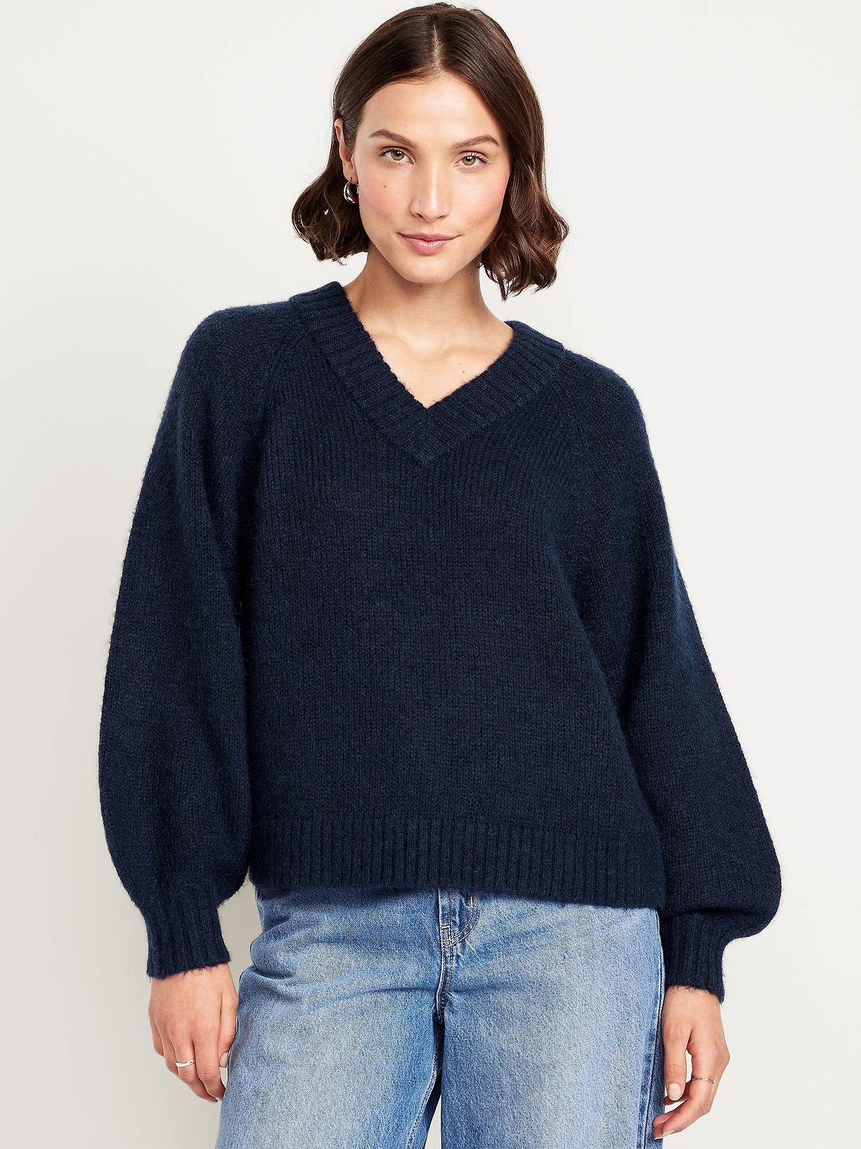 Cozy Cropped V-Neck Sweater | Old Navy