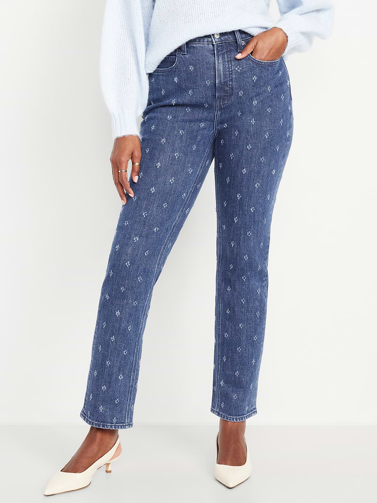 L'image numéro 2 présente Jean coupe droite profilée à taille très haute pour femme