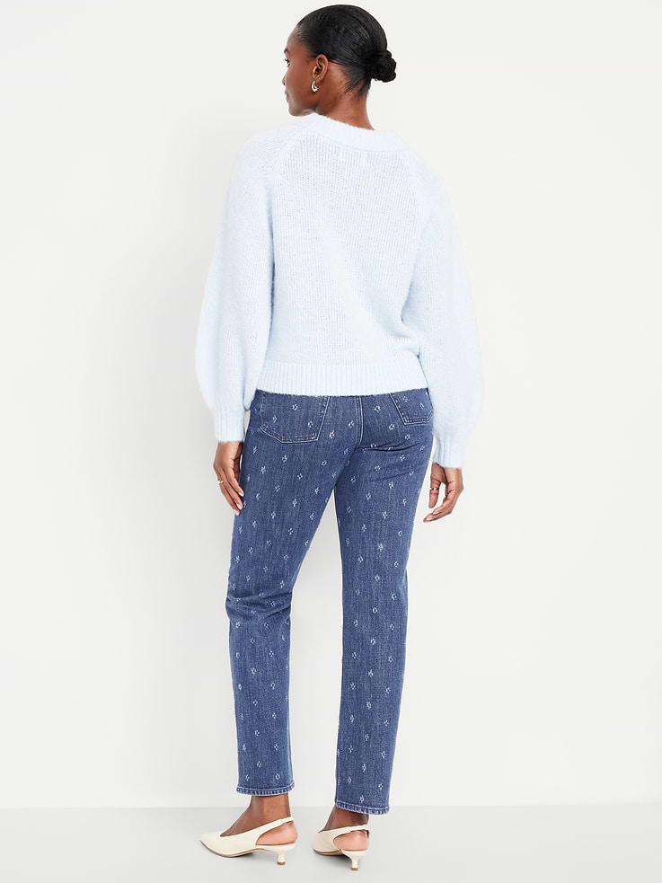 L'image numéro 3 présente Jean coupe droite profilée à taille très haute pour femme