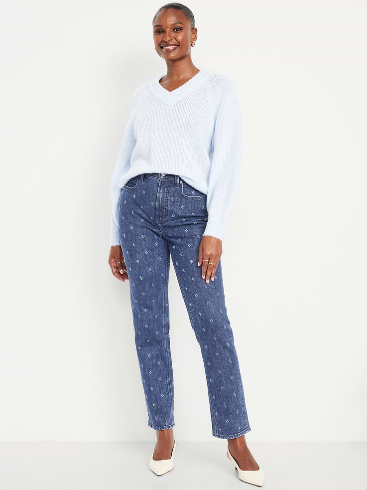 L'image numéro 1 présente Jean coupe droite profilée à taille très haute pour femme