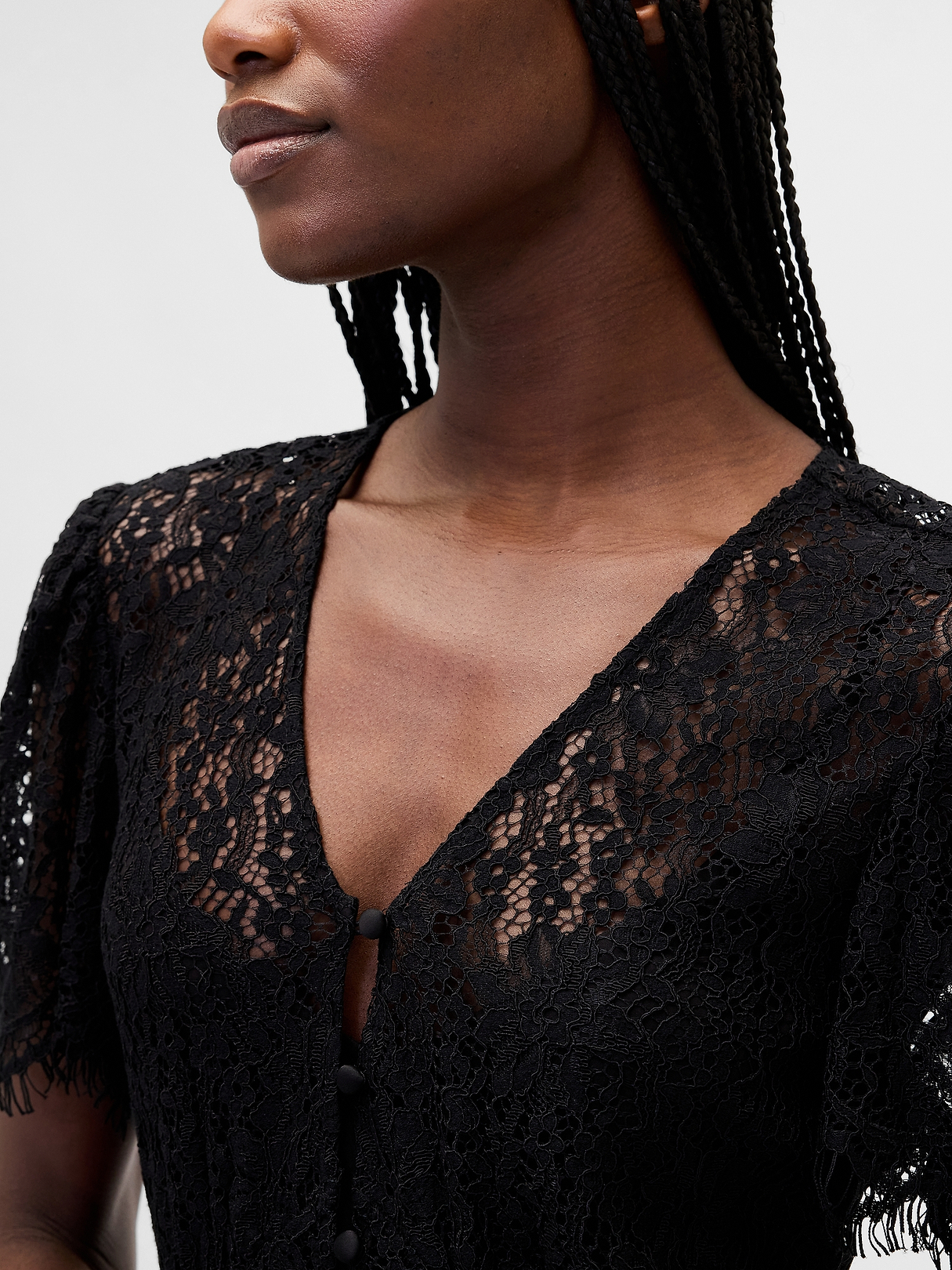 Lace V-Neck Midi Dress | Gap