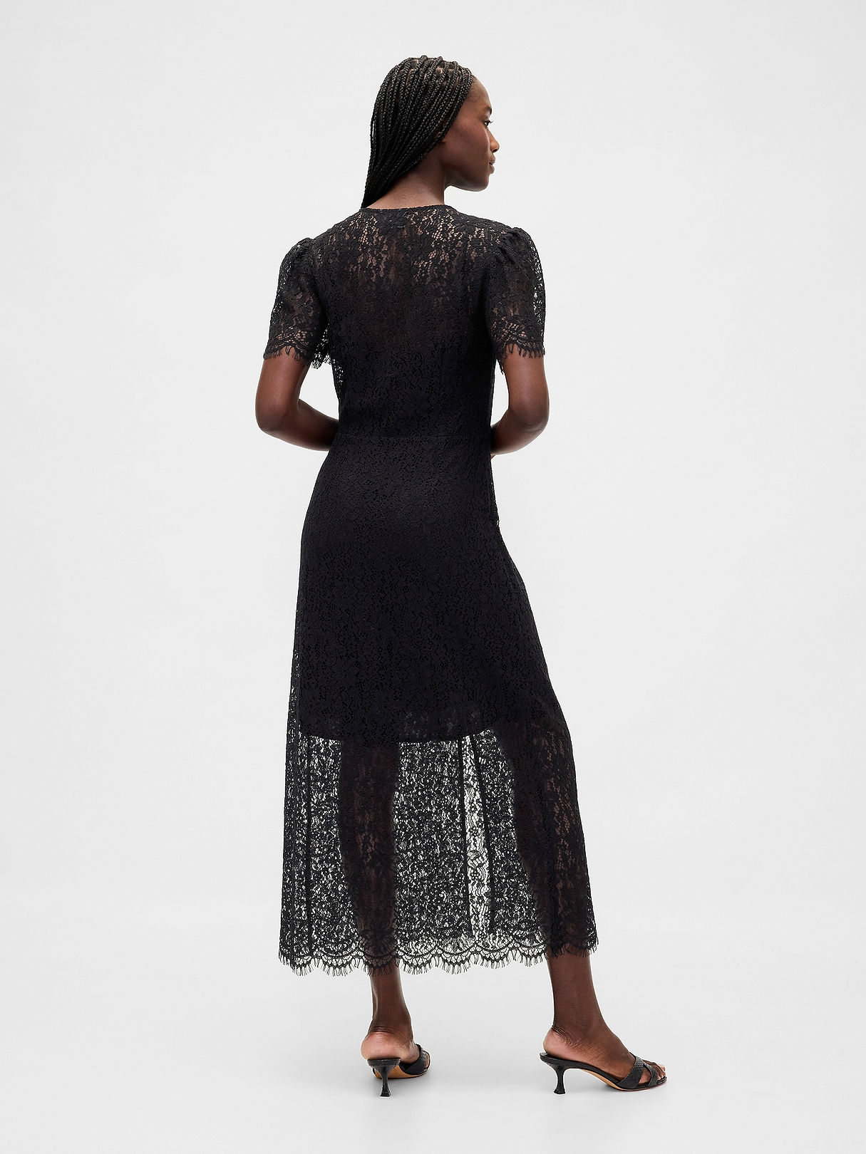 Lace V-Neck Midi Dress | Gap