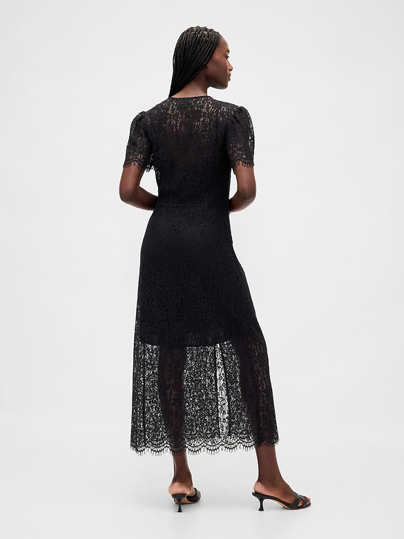 Lace V-Neck Midi Dress