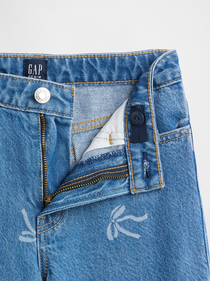 Image number 3 showing, Kids High Rise Print Wide-Leg Ankle Jeans