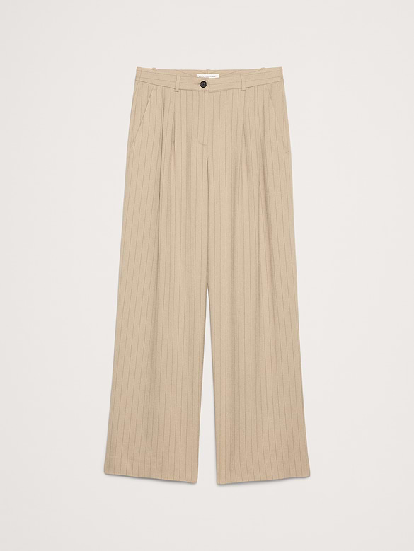 Pantalon drapé en sergé à taille mi-basse, à plis et jambe large Soho