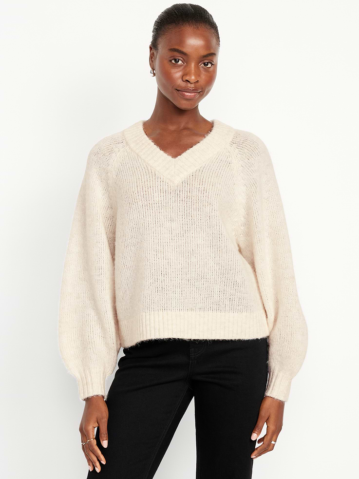 Image number 1 showing, Cozy Cropped V-Neck Sweater