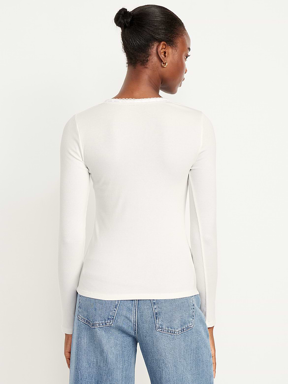 Scoop-Neck Long-Sleeve Ribbed Top
