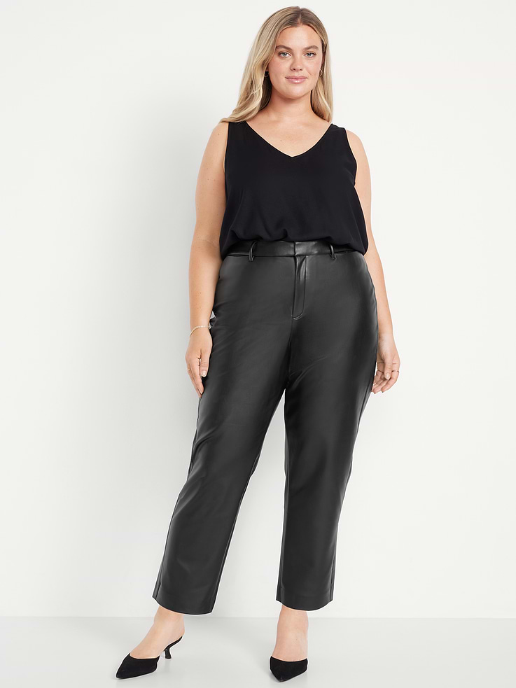 Image number 9 showing, High-Waisted Faux-Leather Pixie Straight Pants