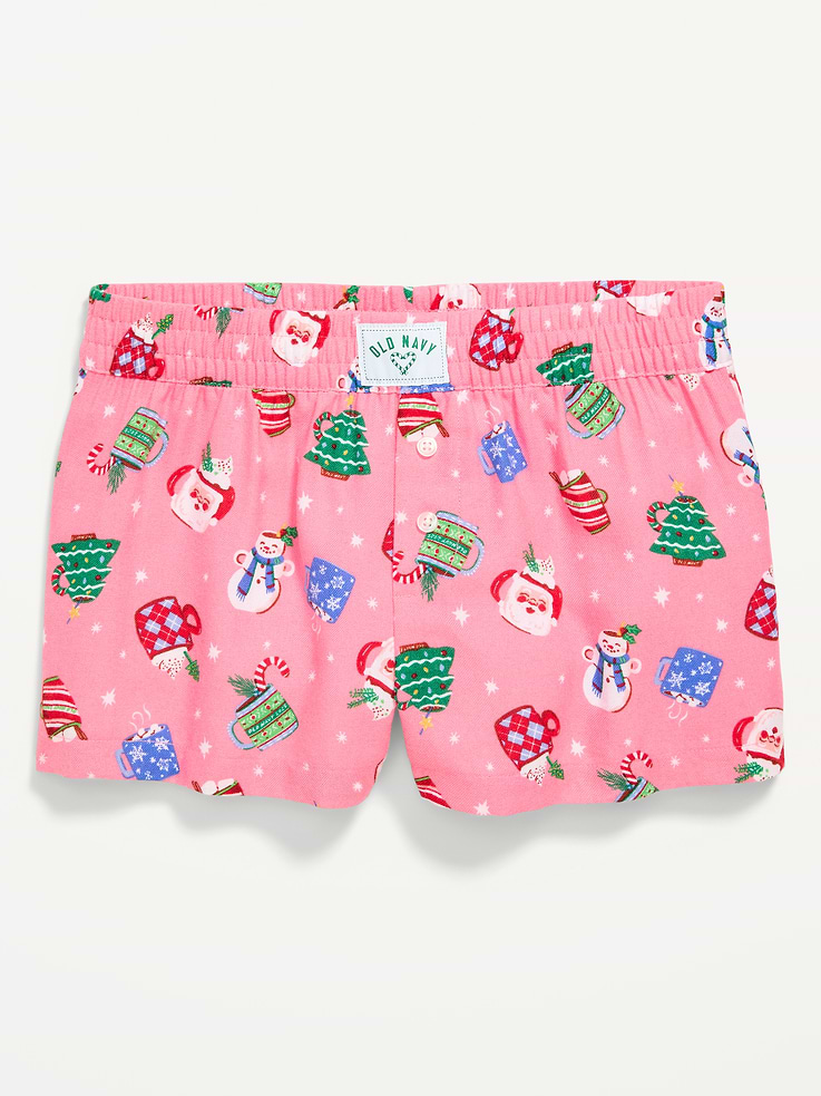 Image number 1 showing, Flannel Plaid Boxer Pajama Shorts for Girls