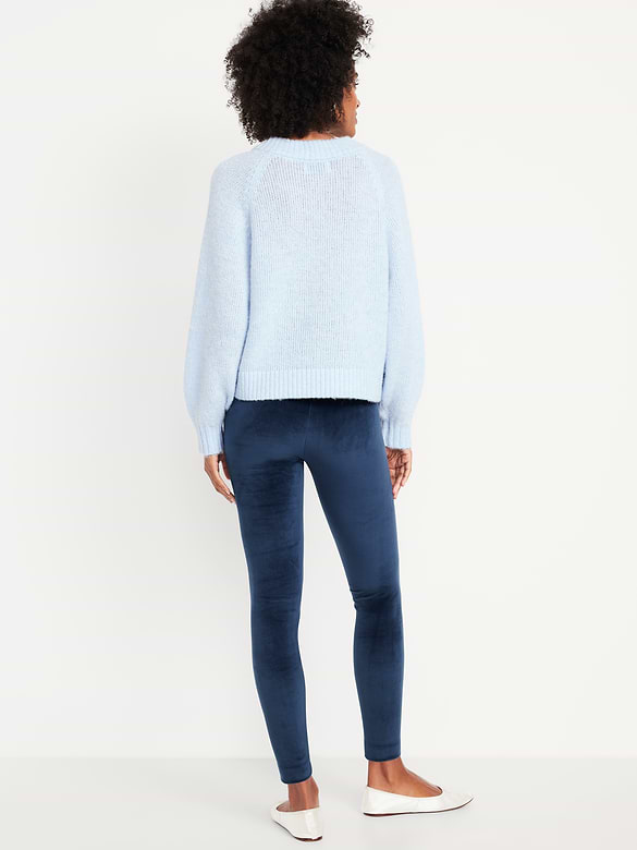 High-Waisted Velour Fashion Ankle Leggings