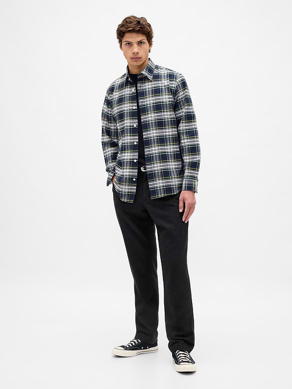 Wool-Blend Relaxed Straight Trousers