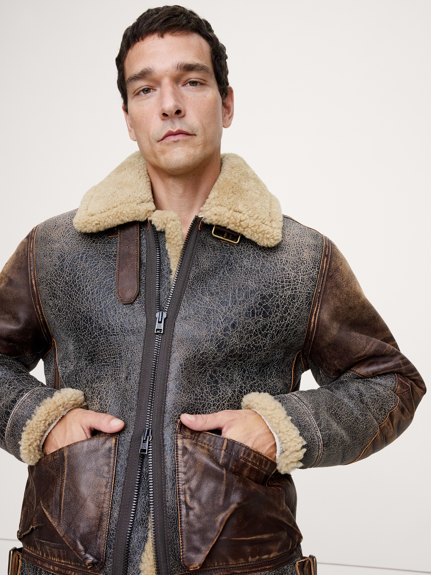Image 3 de 7, Blouson d’aviateur en peau de mouton