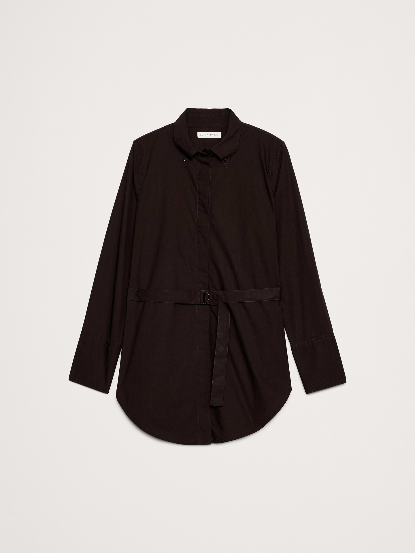 Image 4 of 4, Cotton Poplin Belted Tunic Shirt