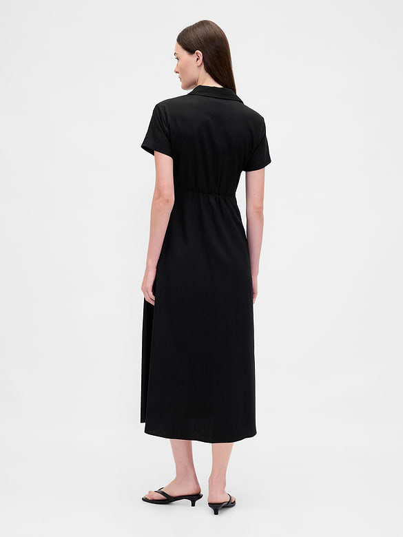 Linen-Blend Midi Shirtdress