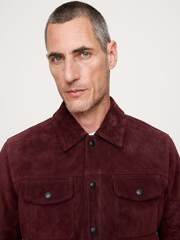 Oiled Suede Trucker Jacket