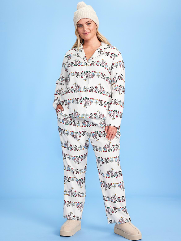 Old Navy x Disney Mickey Mouse & Friends Printed Flannel Pajama Set for Women