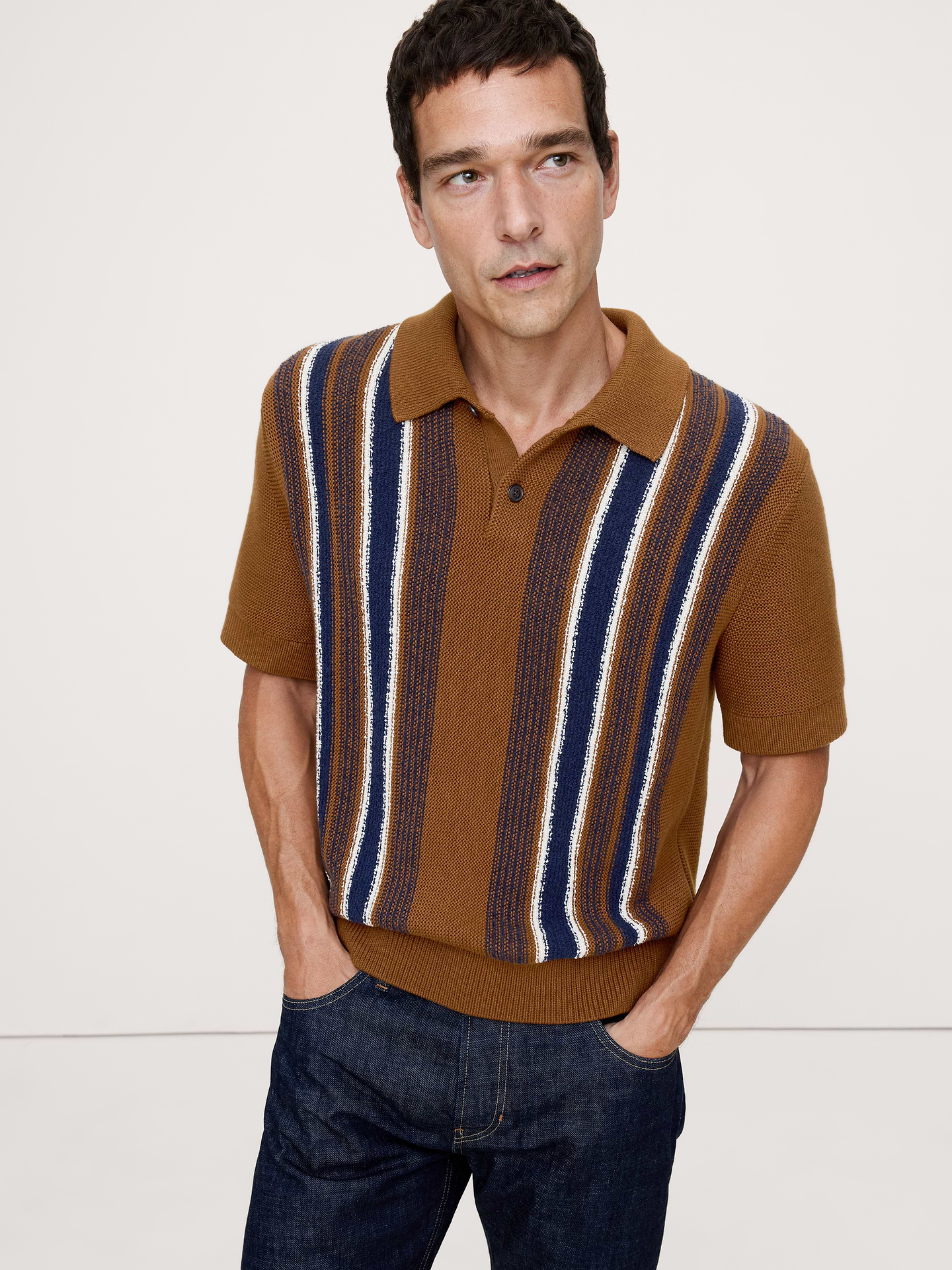 Image number 1 showing, Bouclé Stripe Sweater Polo