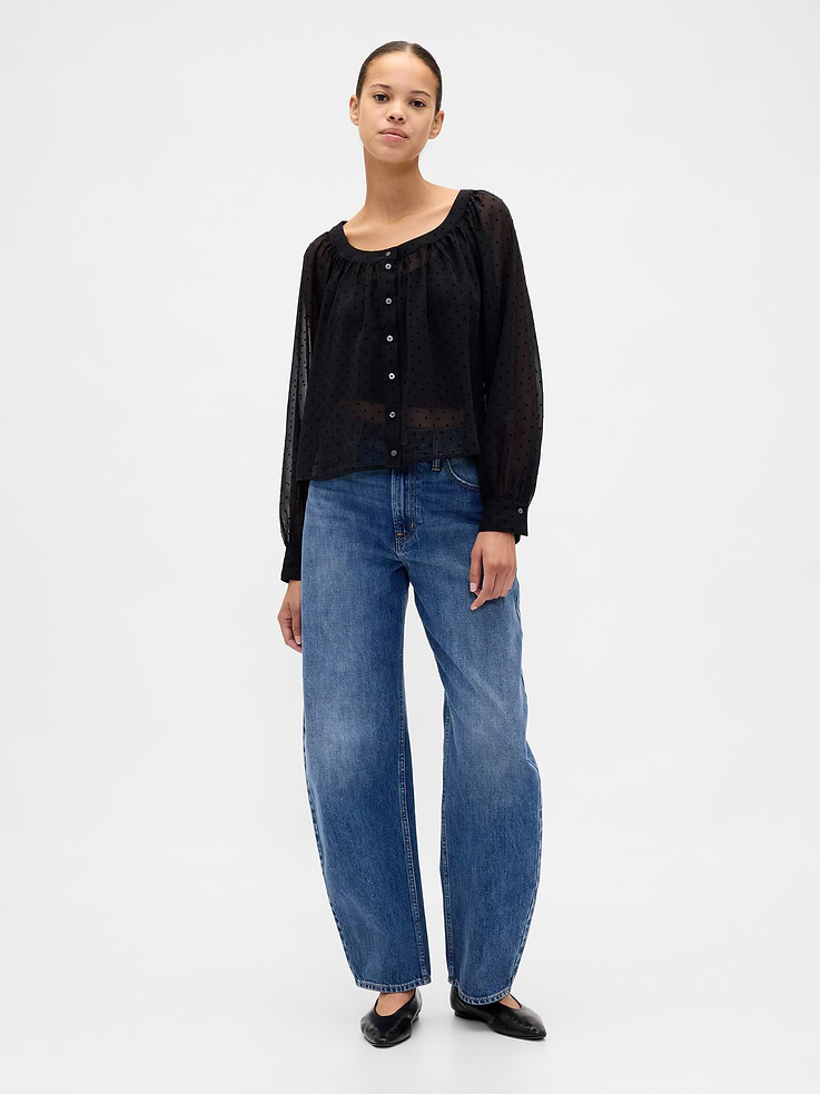 Image number 2 showing, Sheer Button-Front Top