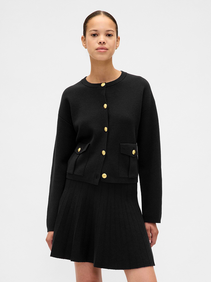 L'image numéro 1 présente Cardigan à poche en mélange de coton