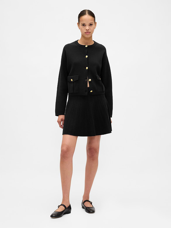 Pleated Mini Sweater Skirt