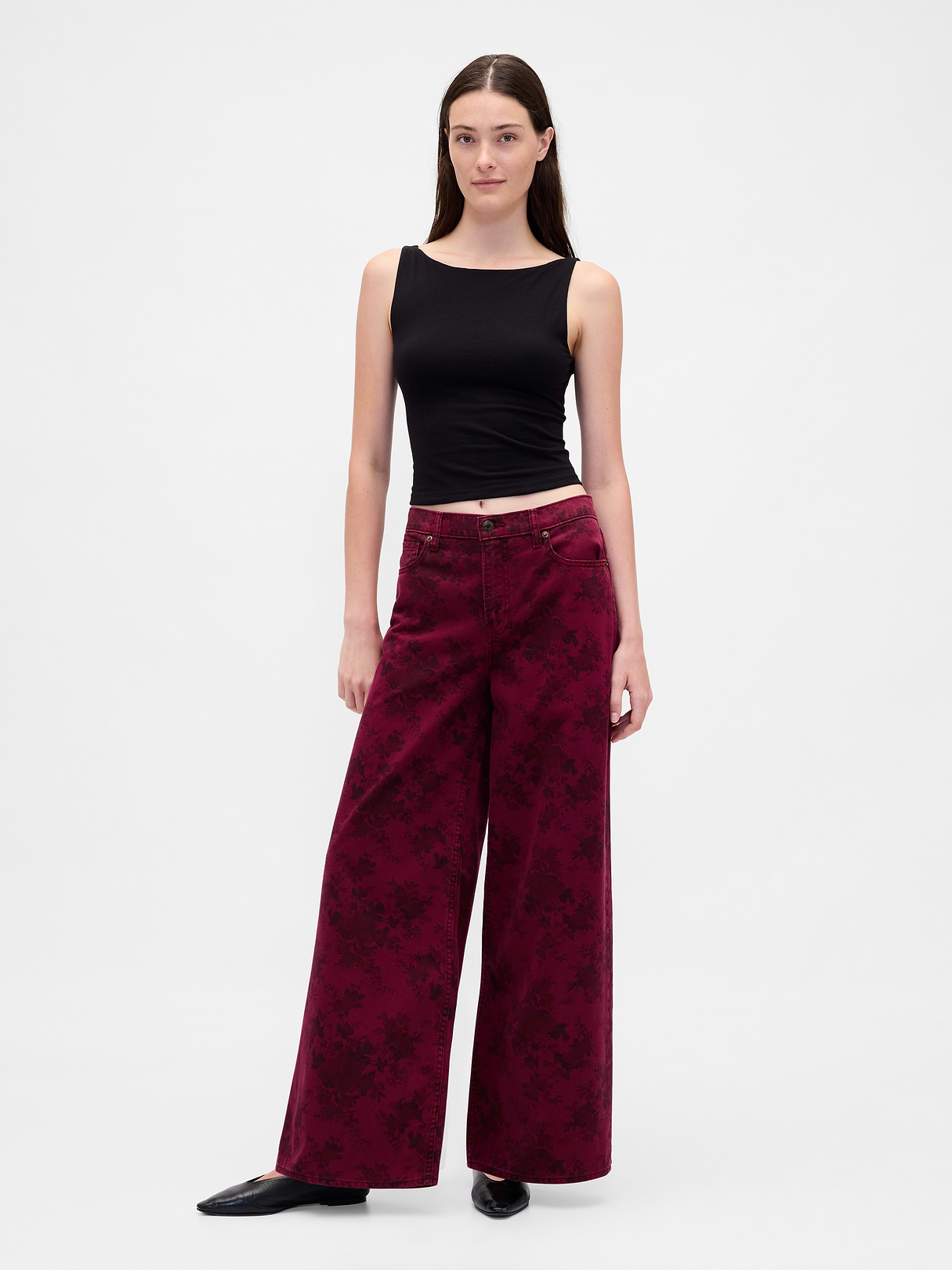 Mid Rise Floral Baggy Jeans by Gap