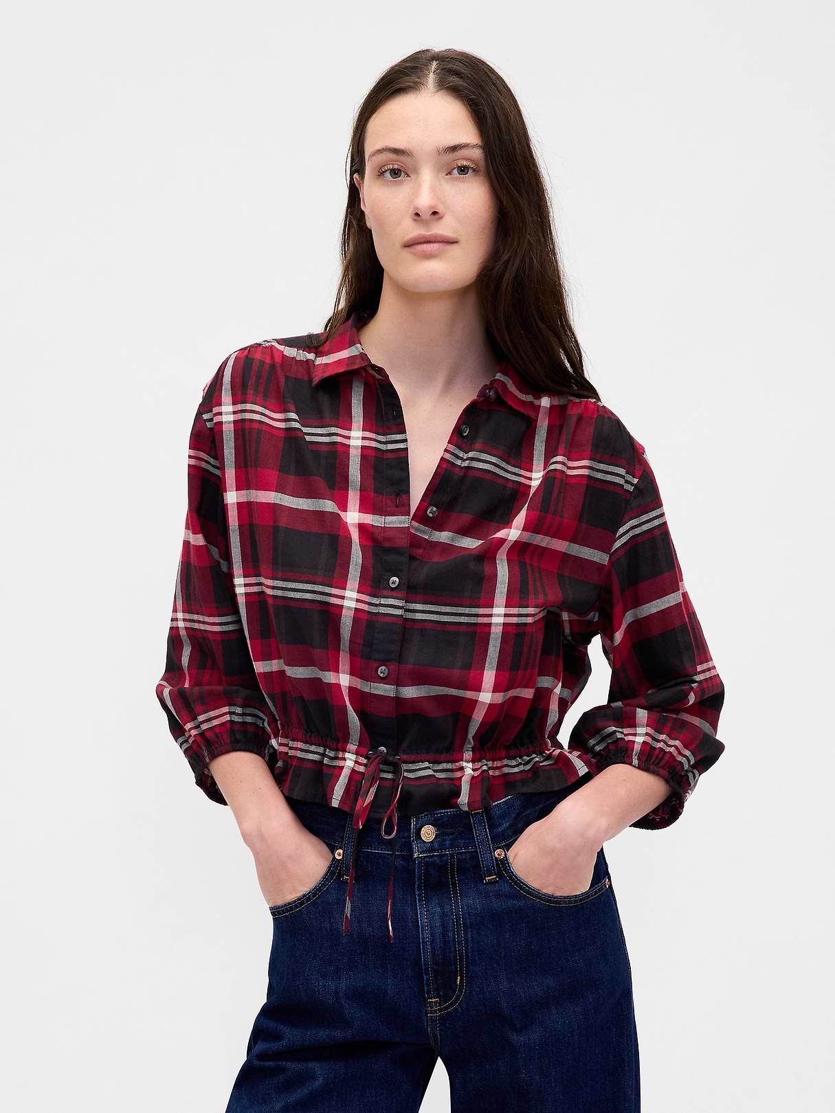 Plaid Tie-Waist Top | Gap