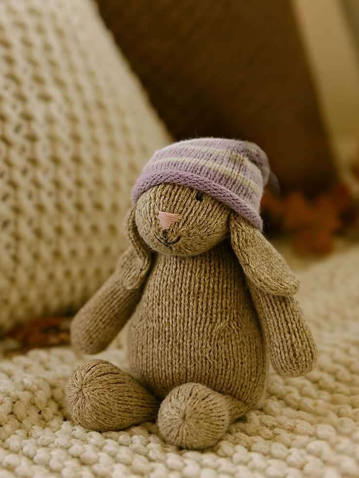 Image 2 of 2, Brown Bunny in Slouch Hat Knit Toy