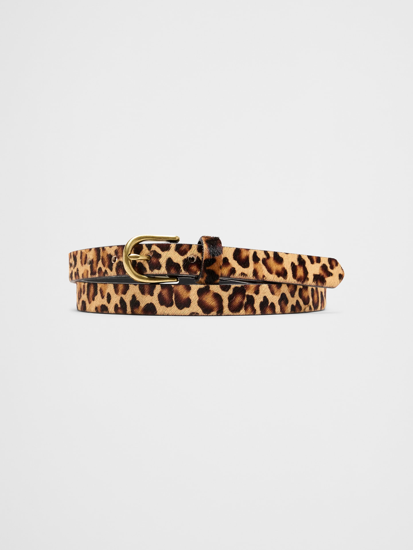 Image number 1 showing, Vegan Leopard Pony Hair Skinny Belt
