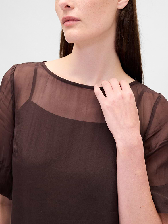 Sheer Organza Mini Shift Dress