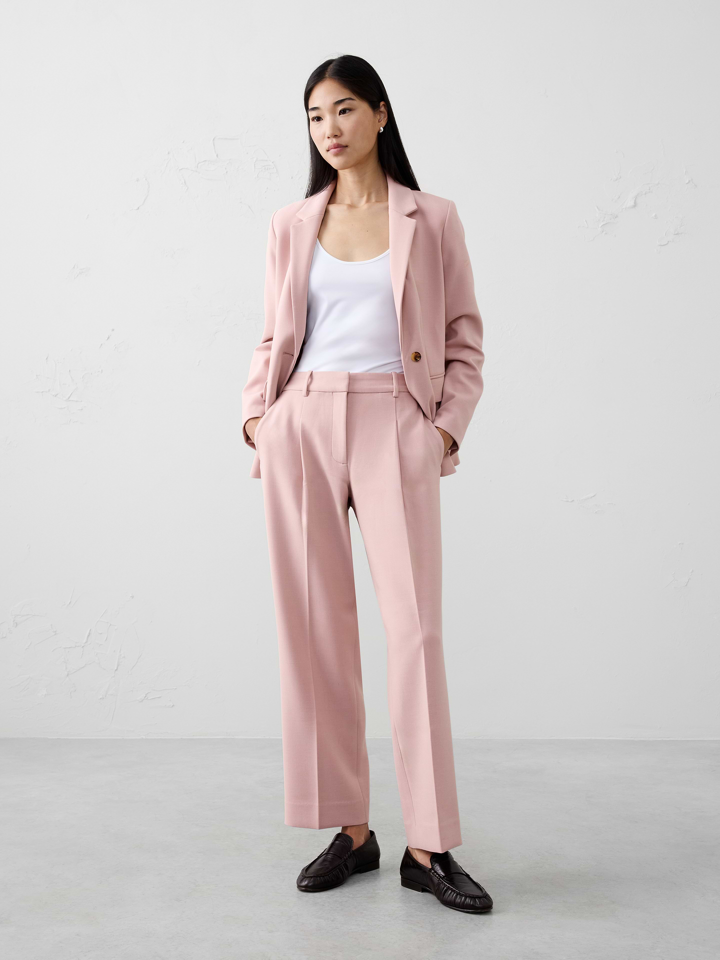 Image number 1 showing, Straight High-Rise Double Weave Trouser
