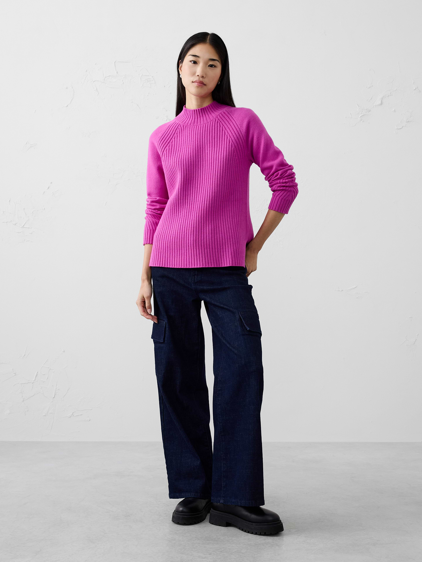 Image number 1 showing, Ribbed Mock-Neck Sweater
