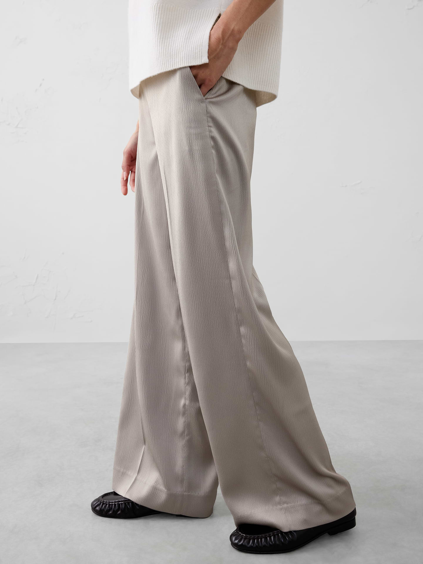 Image number 3 showing, Hayden Wide-Leg High-Rise Silky Pull-On Pant
