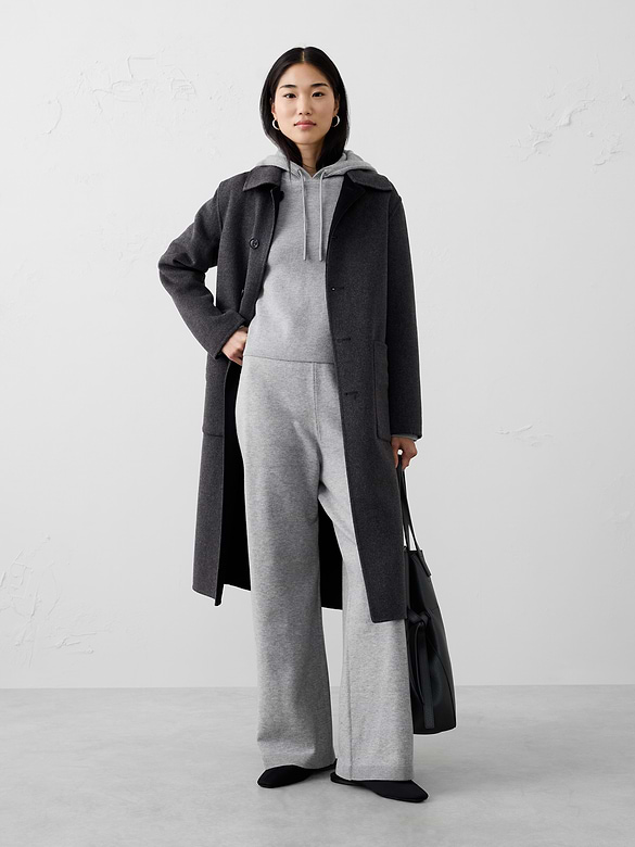 Wide-Leg Mid-Rise Pull-On Sweater Pant