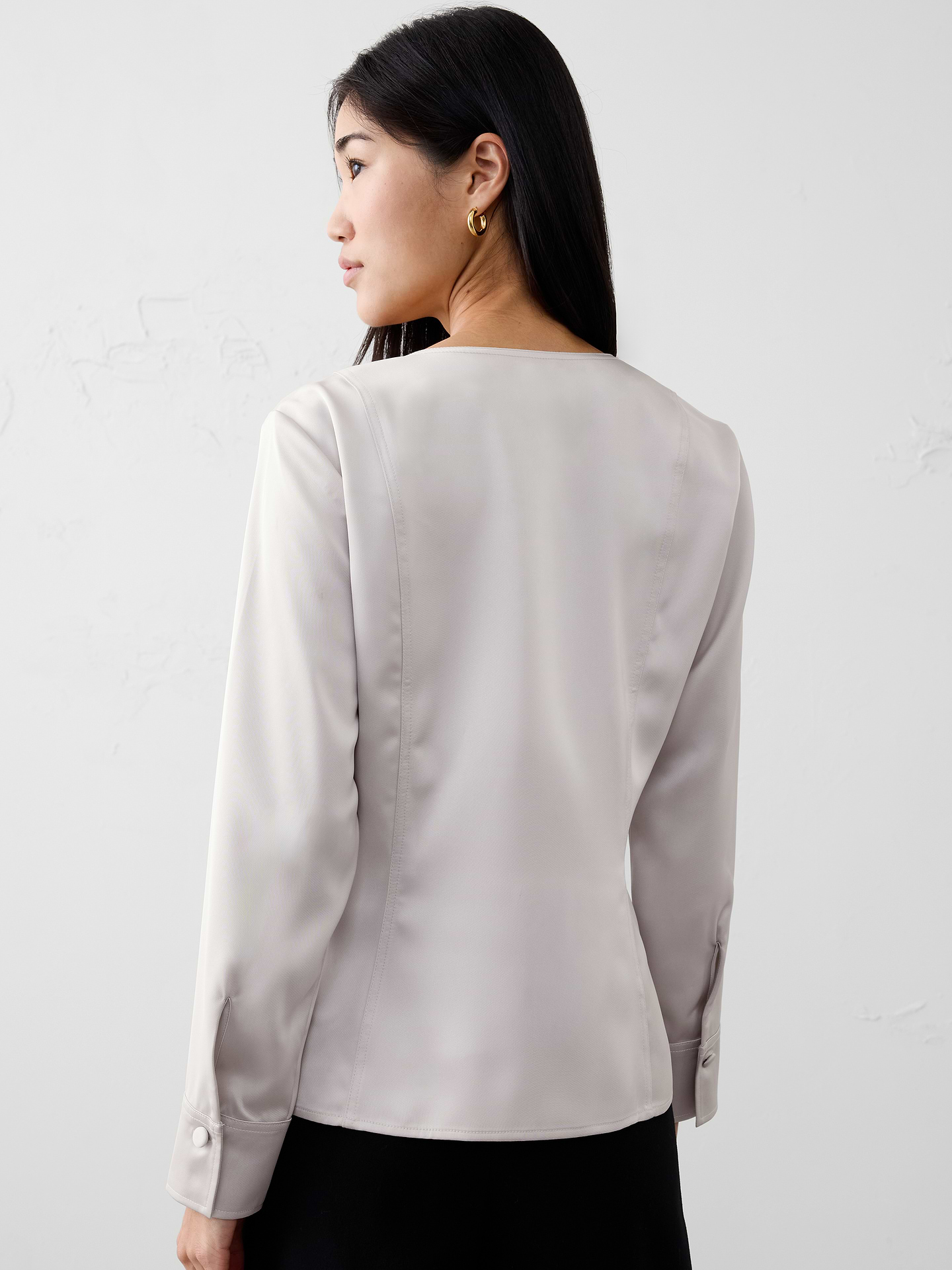 Image number 2 showing, Silky Seamed Slit Blouse