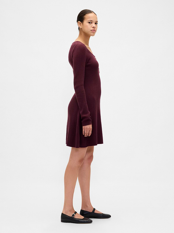 Robe-chandail courte en tricot côtelé Effet cachemire