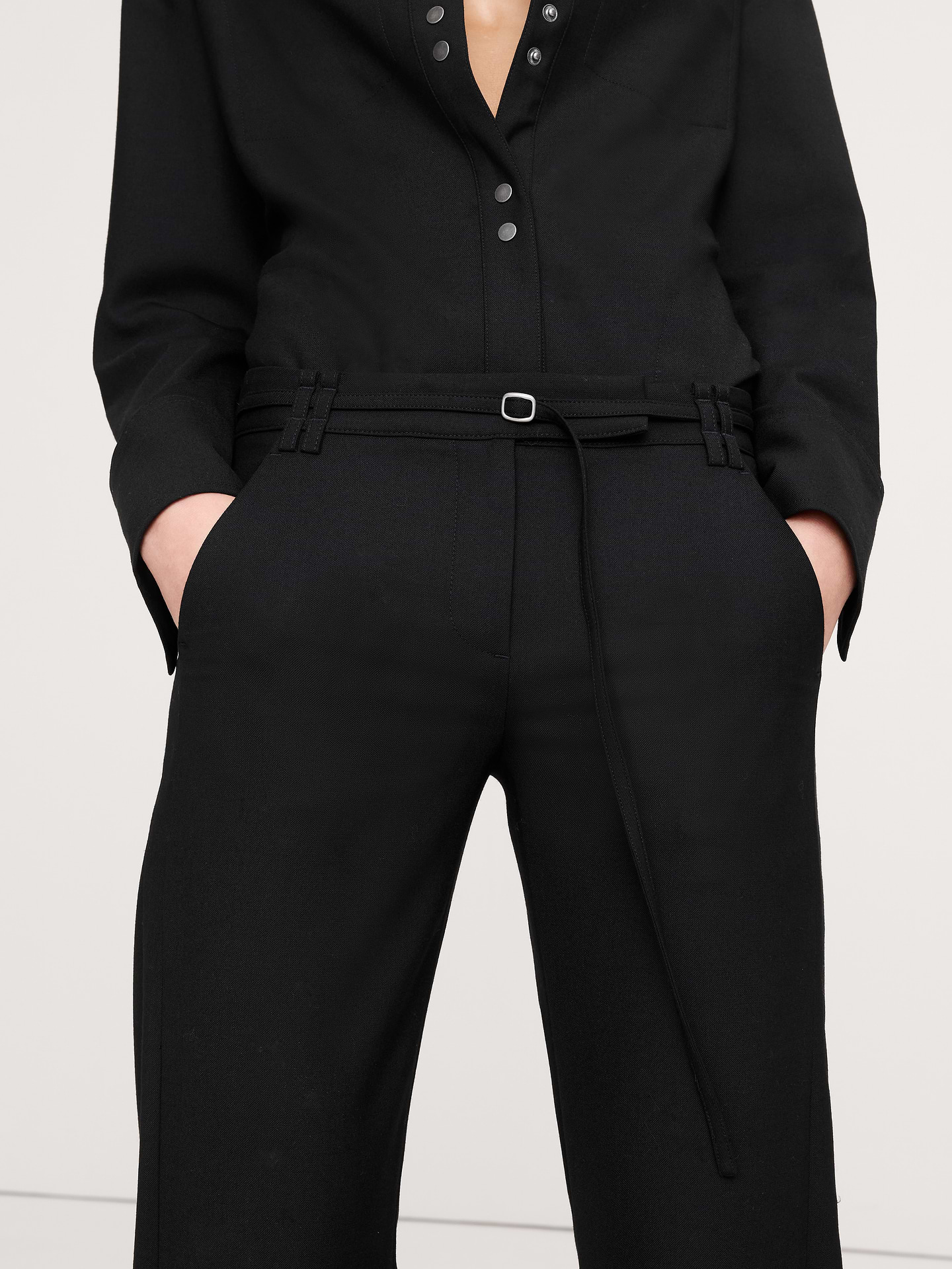 Image number 6 showing, Mid-Rise Straight Wool-Blend Flannel Pant