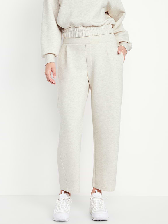 Pantalon en molleton raffiné coupe baril à taille haute
