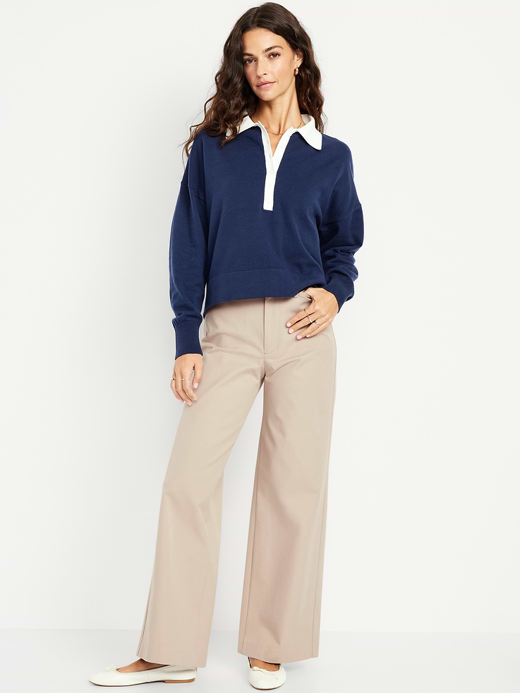 Image number 1 showing, High-Waisted Pixie Super Wide-Leg Pants