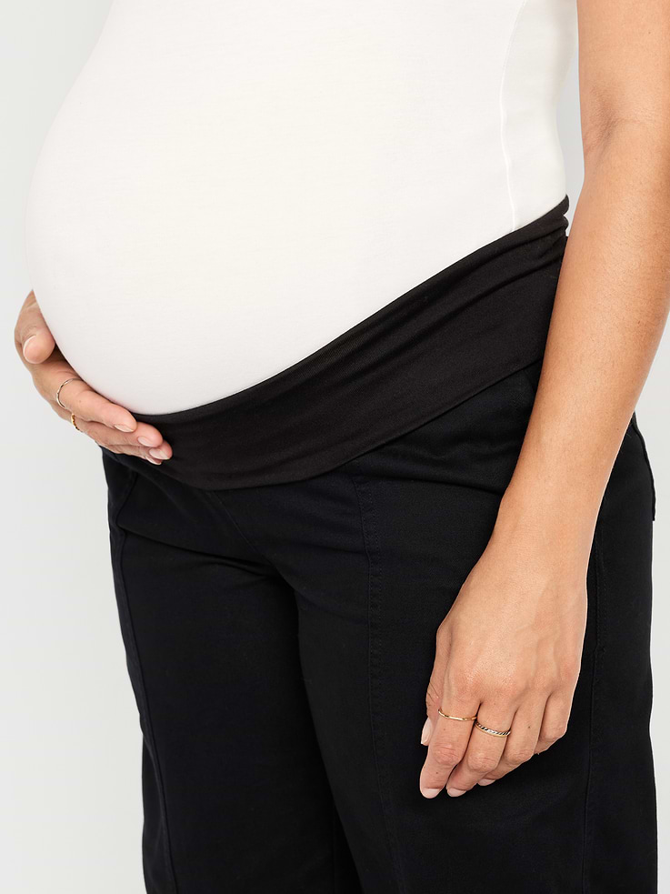 Image number 5 showing, Maternity Rollover Waist Barrel Leg Ankle Pants