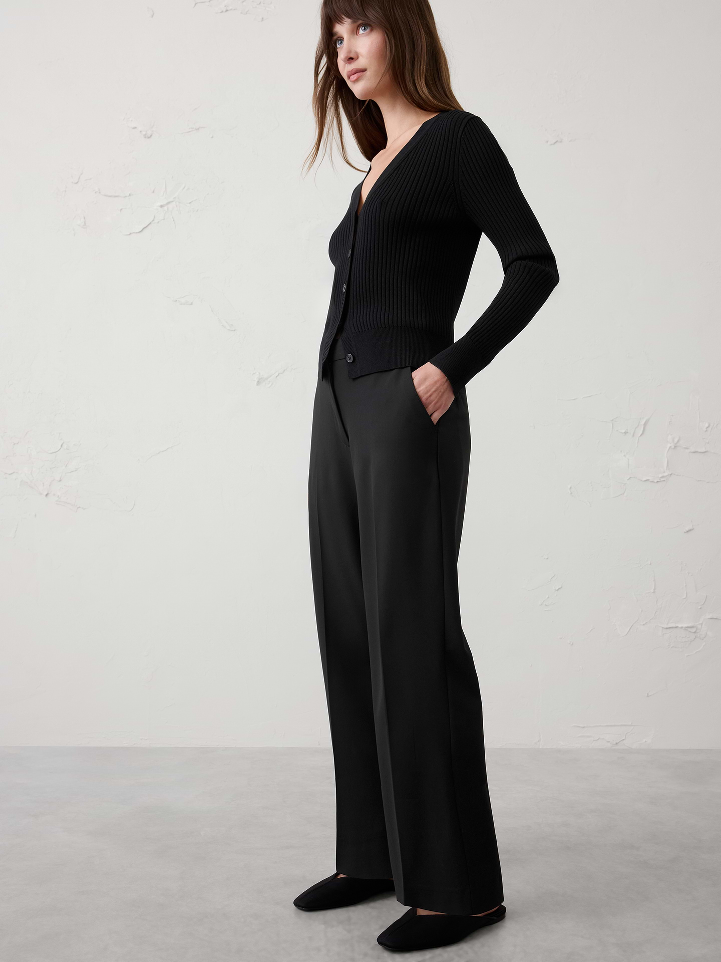 Image number 3 showing, Straight High-Rise Sculpted Easy Trouser