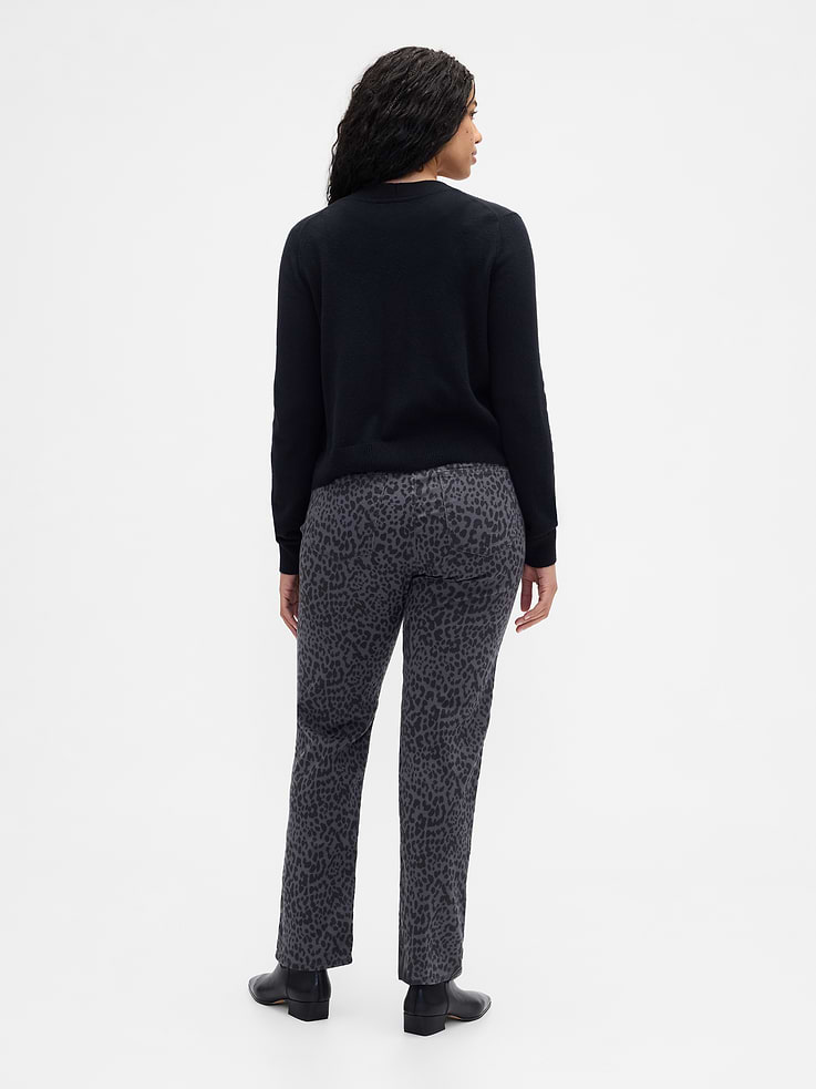 Image number 6 showing, High Rise '90s Slim Straight Leopard Print Jeans