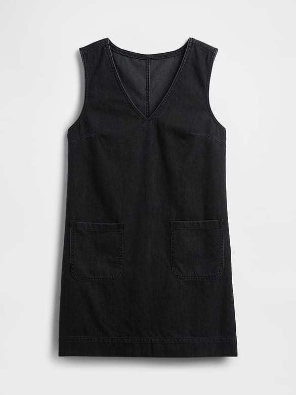 Denim V-Neck Mini Dress